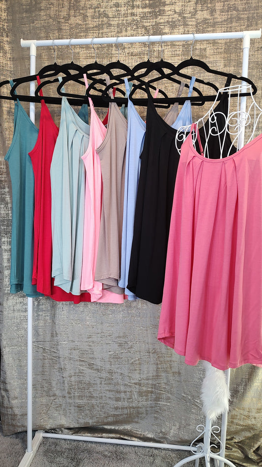 Zenana Pleated Adjustable Strap Cami-PLUS