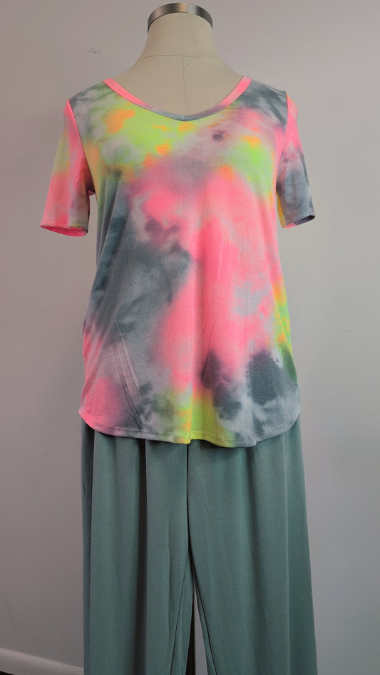 BiBi Tie Dye Jersey V-Neck Top S-XL