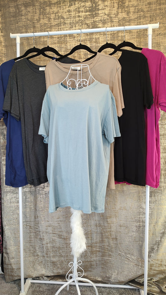 Zenana Cotton Round Neck Boyfriend Tee- PLUS