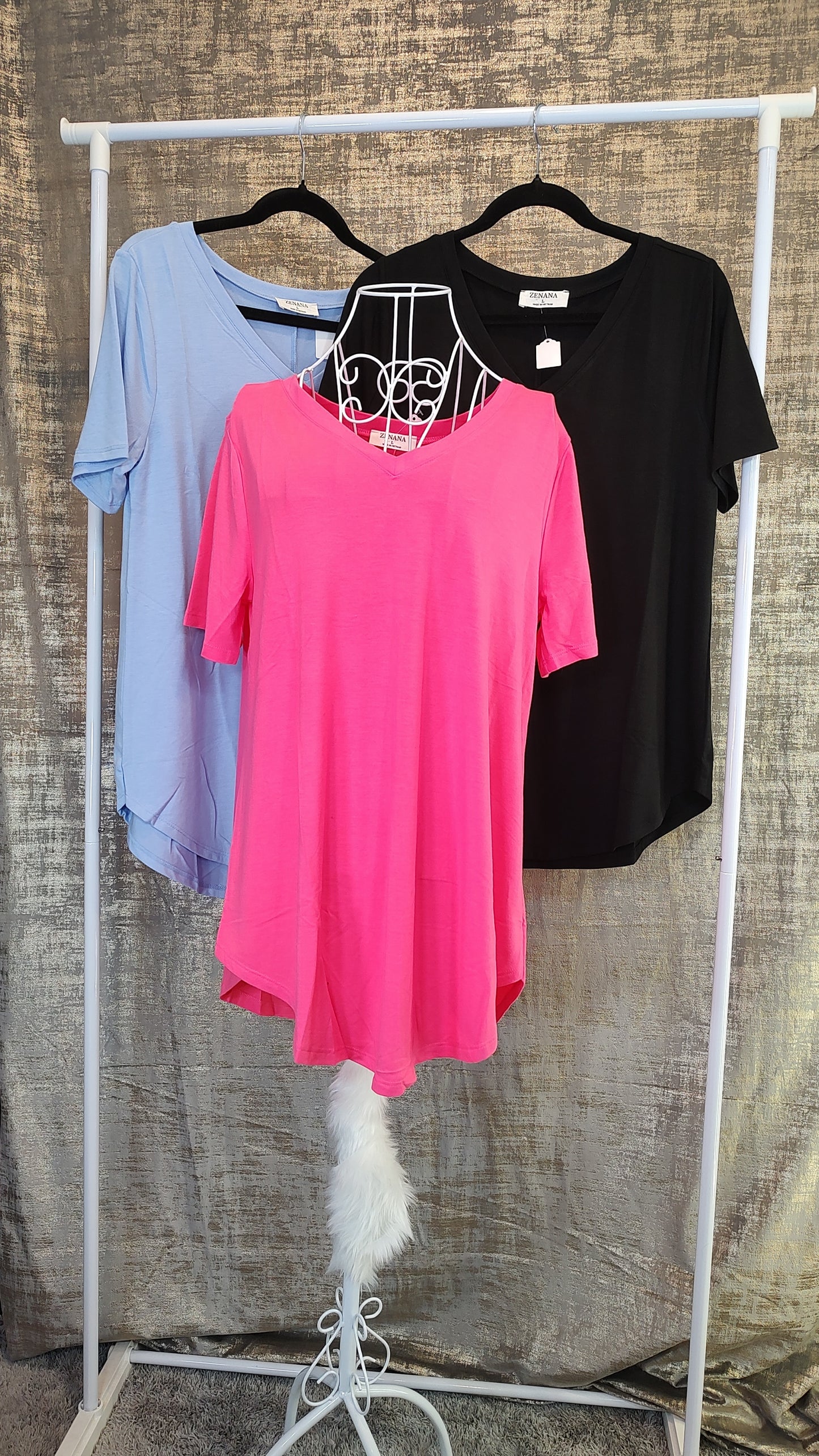 Zenana Basic V-Neck Tee- S-XL