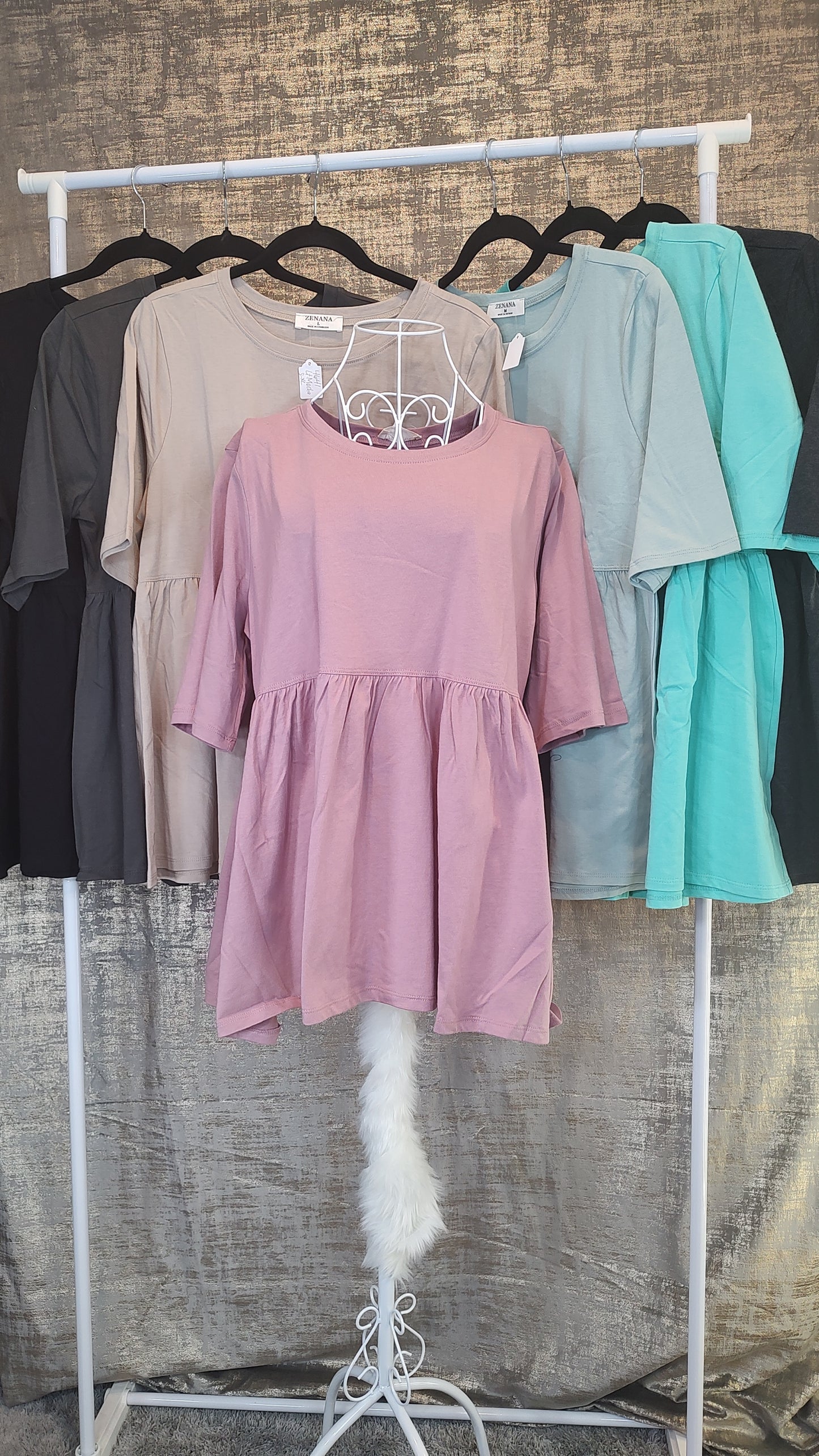 Zenana Half Sleeve Babydoll Tee- S-XL