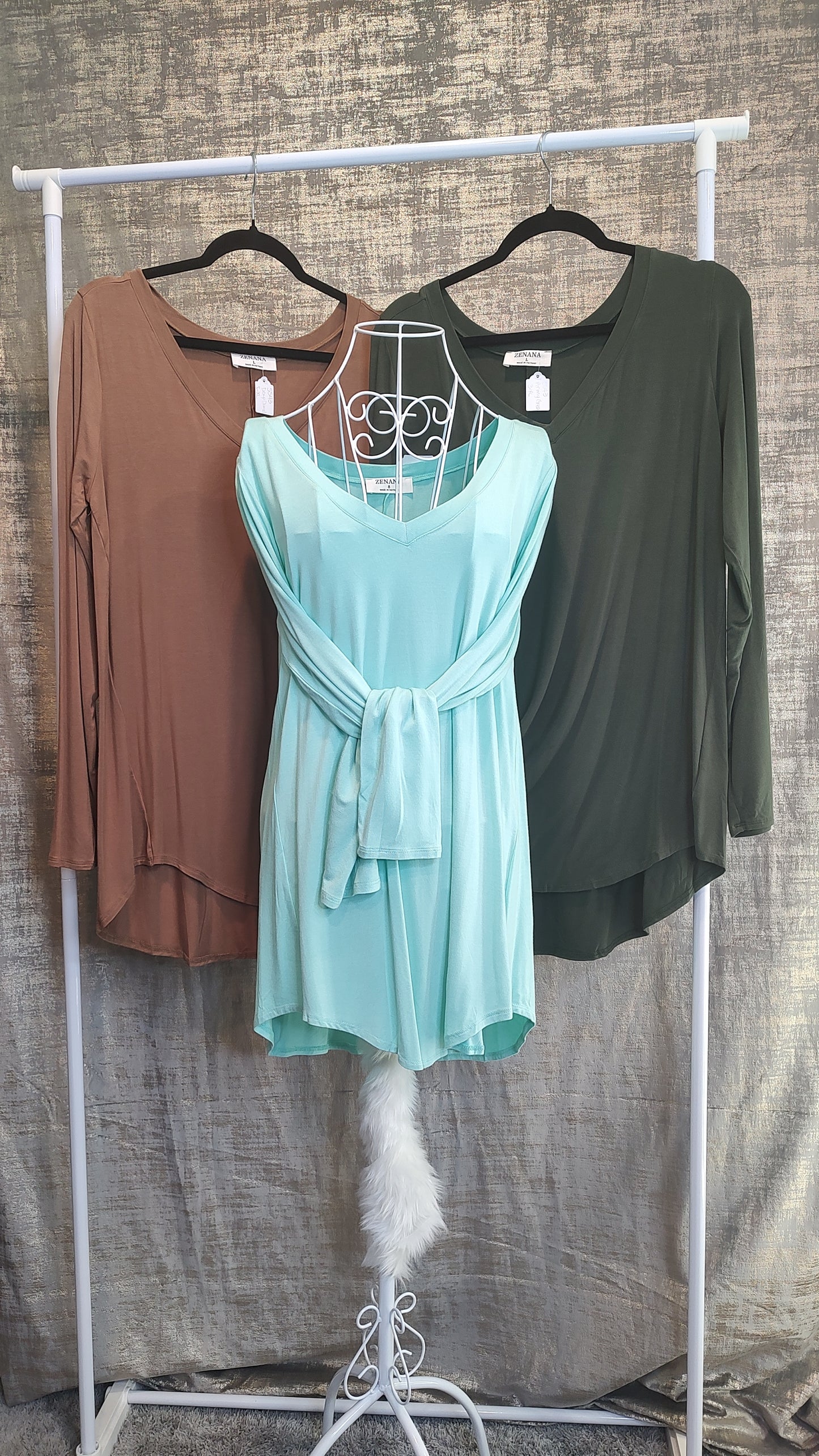 Zenana Luxe Perfect V-Neck LS Tee- S-XL