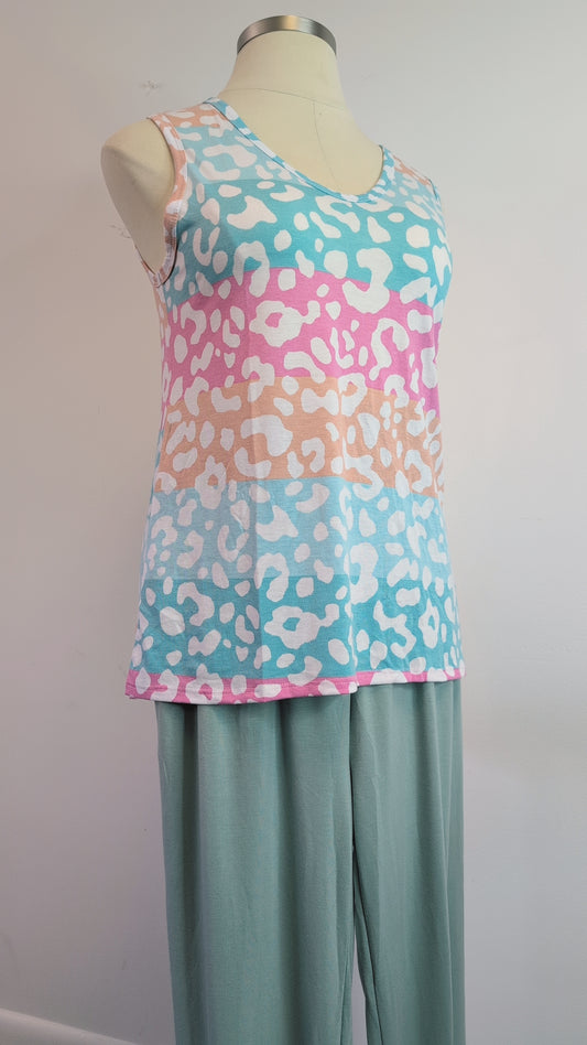 BiBi Leopard Stripe Sleeveless Top- S-XL